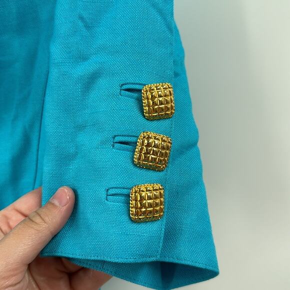 Louis Féraid light blue cropped jacket with goldtone buttons - Picture 3 of 8